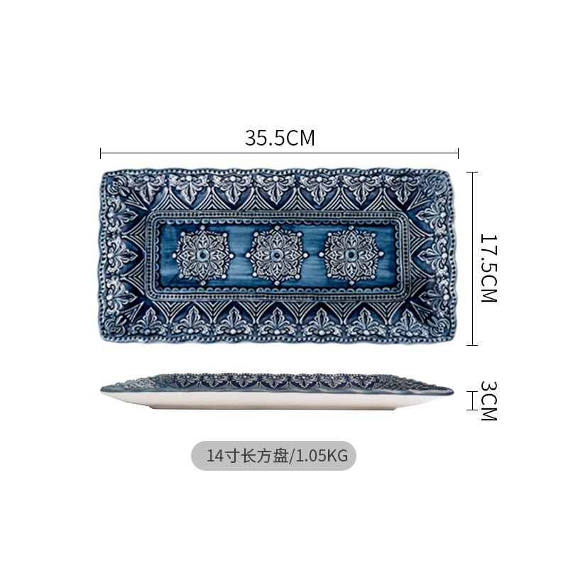 Ensemble complet de vaisselle, vaisselle créative, combinaison ménagère, assiette en céramique, Style Baroque, couverture, assiette en relief, vaisselle