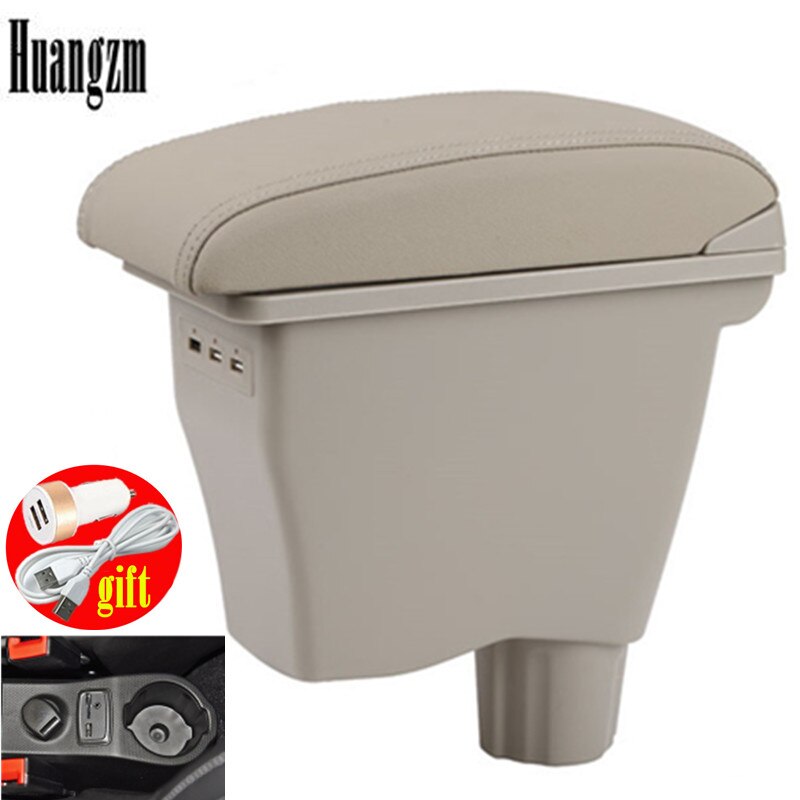 for Smart 450 451453 454 Fortwo Forfour armrest box Double-layer USB Universal Car Armrest Box: A1 Beige 3 usb