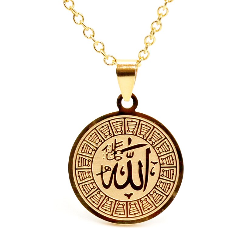 Klassiskt muslimskt allah hänge halsband lämpligt för män och kvinnor islamisk amulett rostfritt stål vattentäta smycken