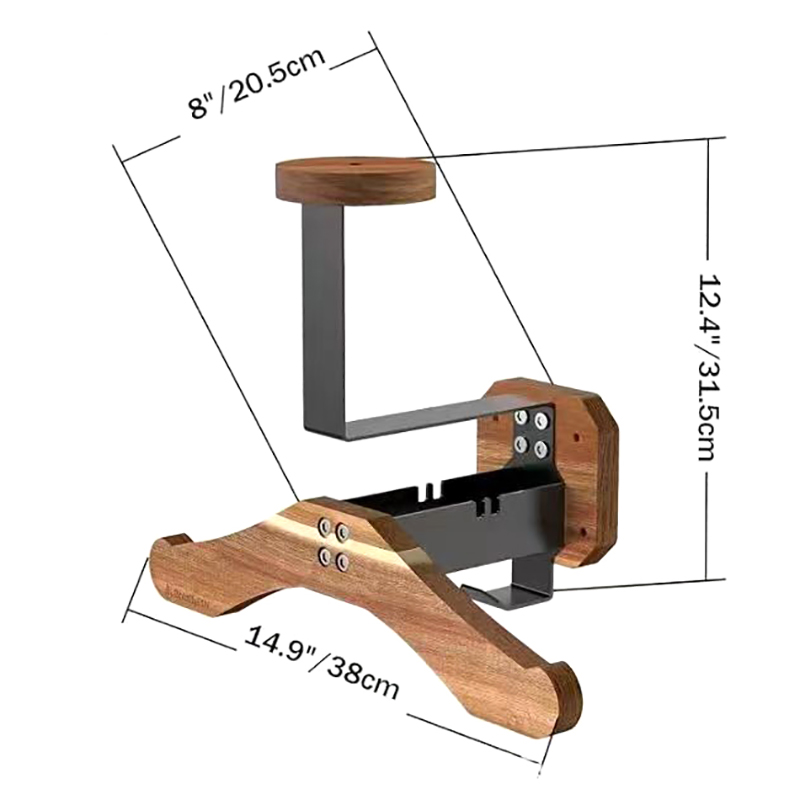 Soporte de pared para casco de motocicleta, colgador de exhibición de casco de bicicleta de madera con ganchos, todo en uno