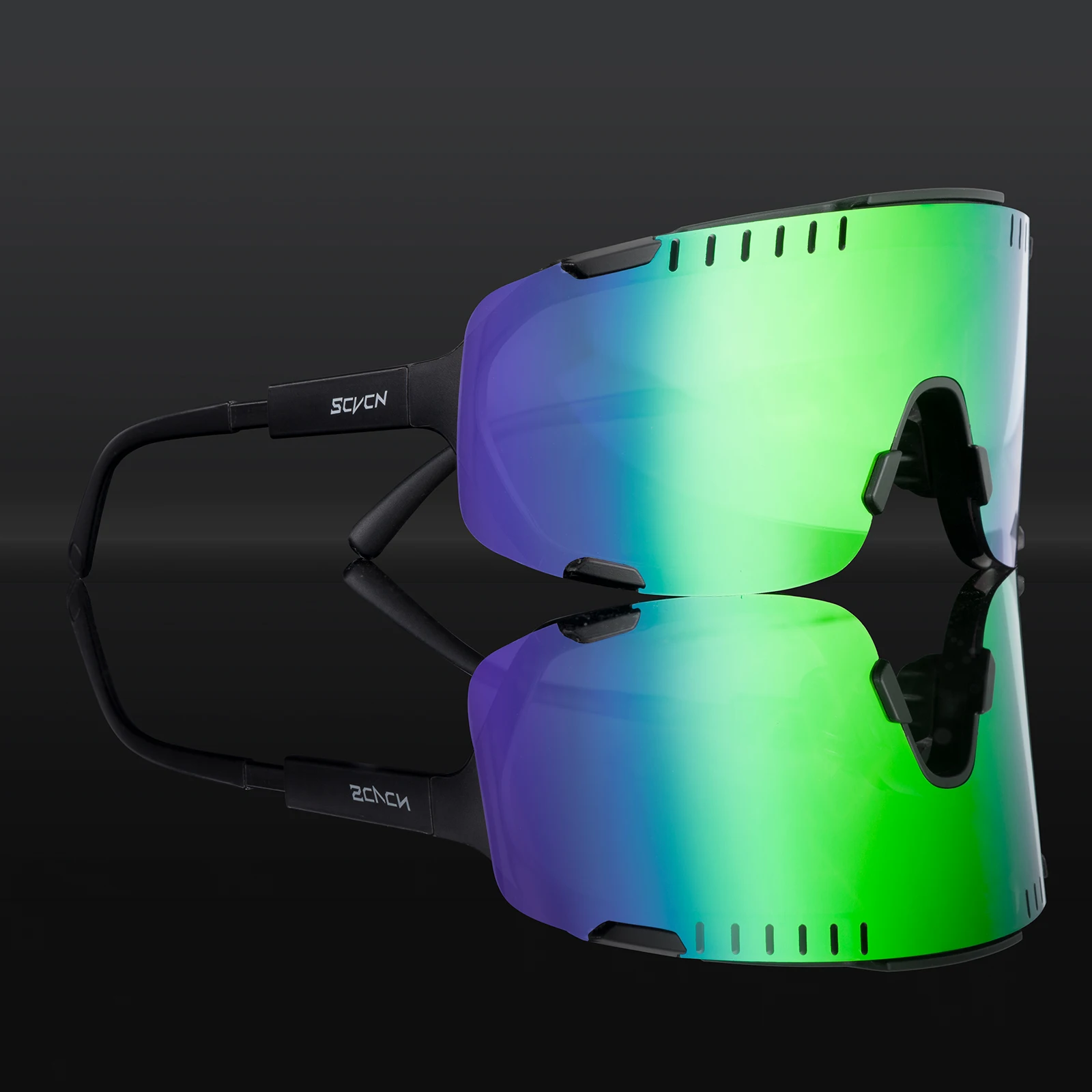 SCVCN Photochromic Sunglasses for Men Cycling Glasses Mountain Bike Road Bicycle Eyewear Pock Cycle Goggles UV400 MTB Biking: green