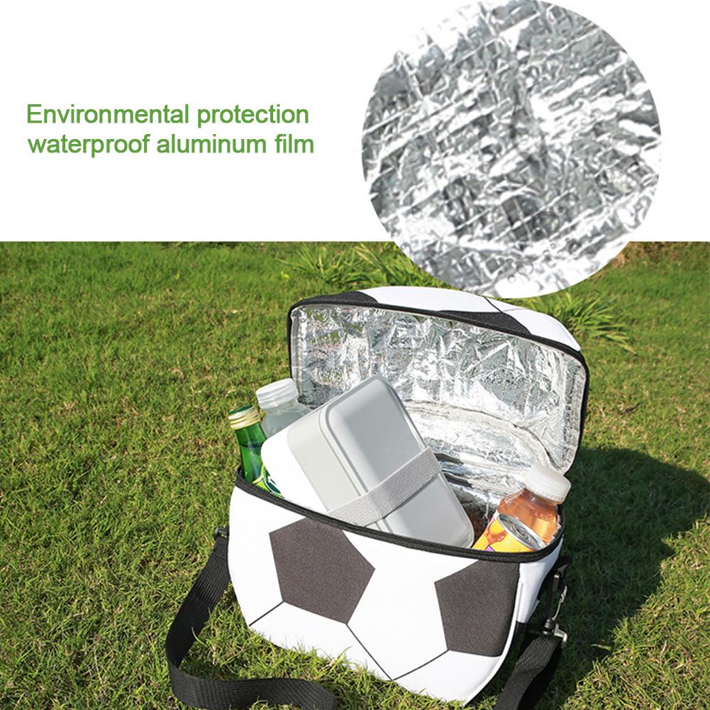 Aluminium film liner picnic crossbody taske isoleret fodbold madpose vandtæt bærbar foldbar måltidskasse til børn drenge piger