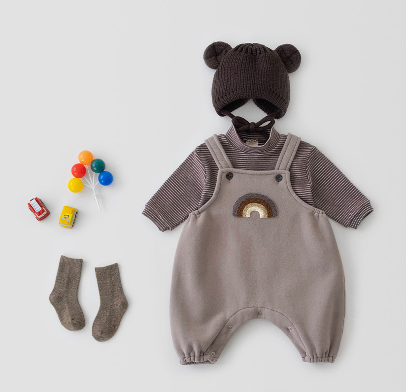 Kleine Jungen Mädchen Overall Hosen Baumwolle Regenbogen Stickerei freundlicher Lätzchen Gesamt Hosen freundlicher Kleidung Frühling Herbst Kleidung