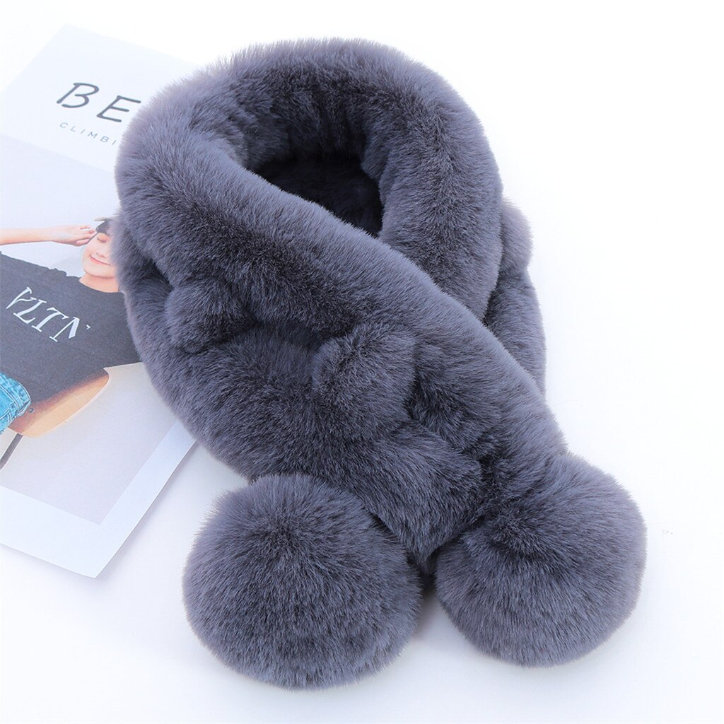 Enfants hiver écharpe pompon bébé écharpe garçons filles cou écharpes à tricoter avec fourrure boule foulard echarpe foulard A20: Ardoisé