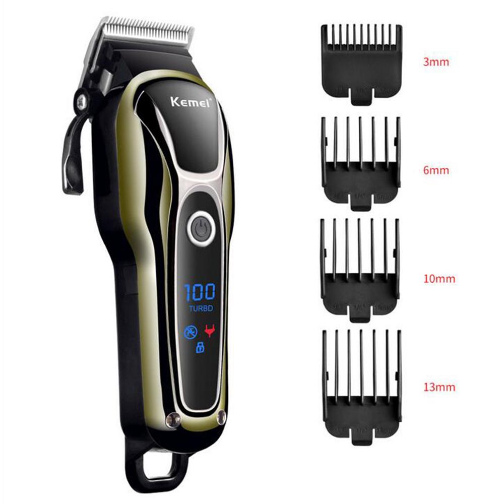 Kemei KM-1990 Electric Hair Clipper Rechargeable LCD Trimmer Haircut Machine Beard Electric Razor for Men EU Plug