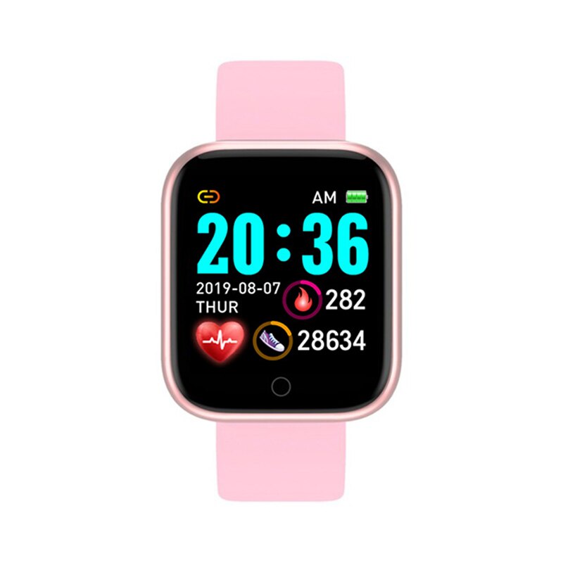 Smart Uhr Männer Herz Rate Fitness Tracker Sport Blutdruck Monitor Smart Uhr D20 Frauen Smartwatch für Android IOS: Rosa