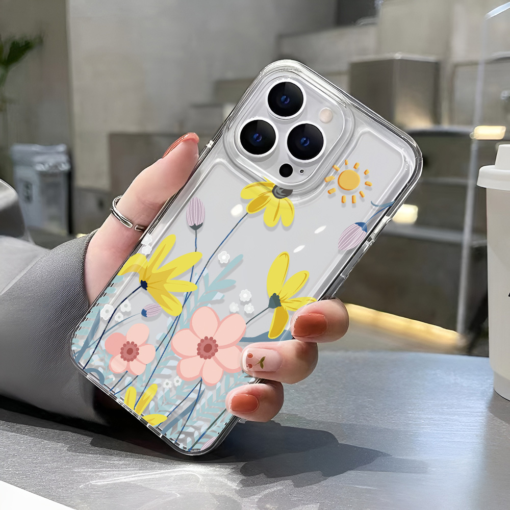 Flower Case For iPhone 13 Cases iPhone 15 12 11 14 16 Pro Max 14 15 Plus 16Pro iPhone 16E Clear Shockproof Cover Funda