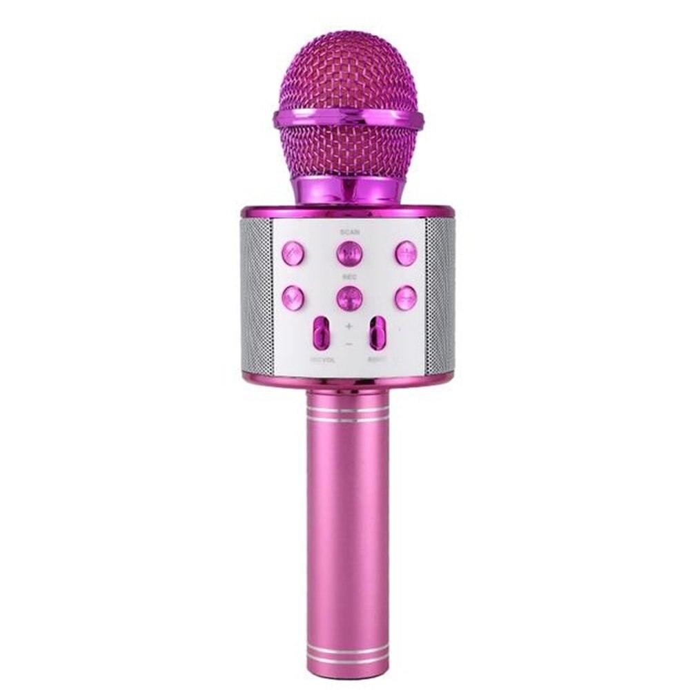 Microphone karaoké Bluetooth Microphone sans fil haut-parleur lecteur de Microfone portable enregistreur de chant micro: Purple Pink