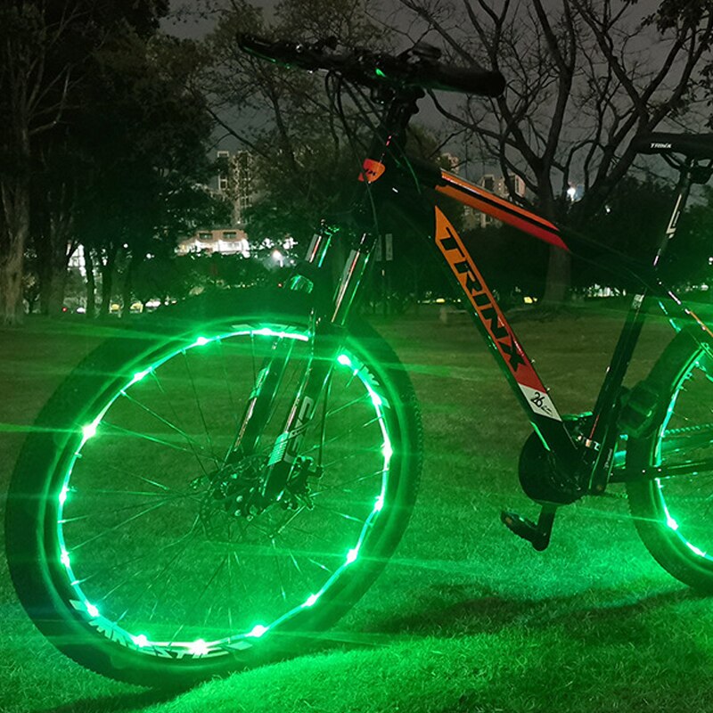 Motorrad Fahrrad Licht Außen Schnur Licht 2M/20LED Radfahren Fahrrad Fahrrad Räder gesprochen Licht Lampe Schnur Lichter draussen: Grün / Linie Typ