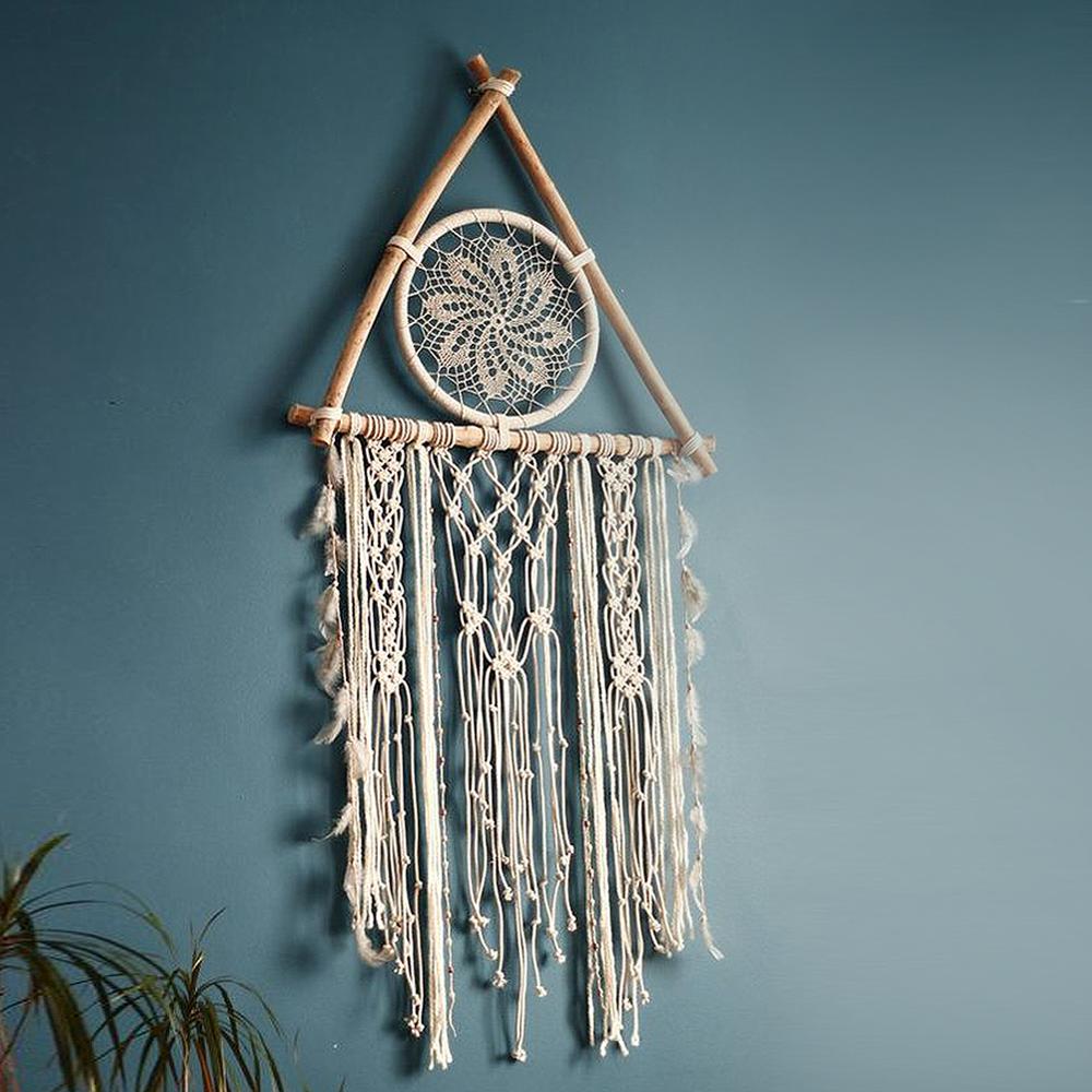 Macramé nórdico atrapasueños tapiz decoración de habitación decoración de granja hecho a mano atrapasueños