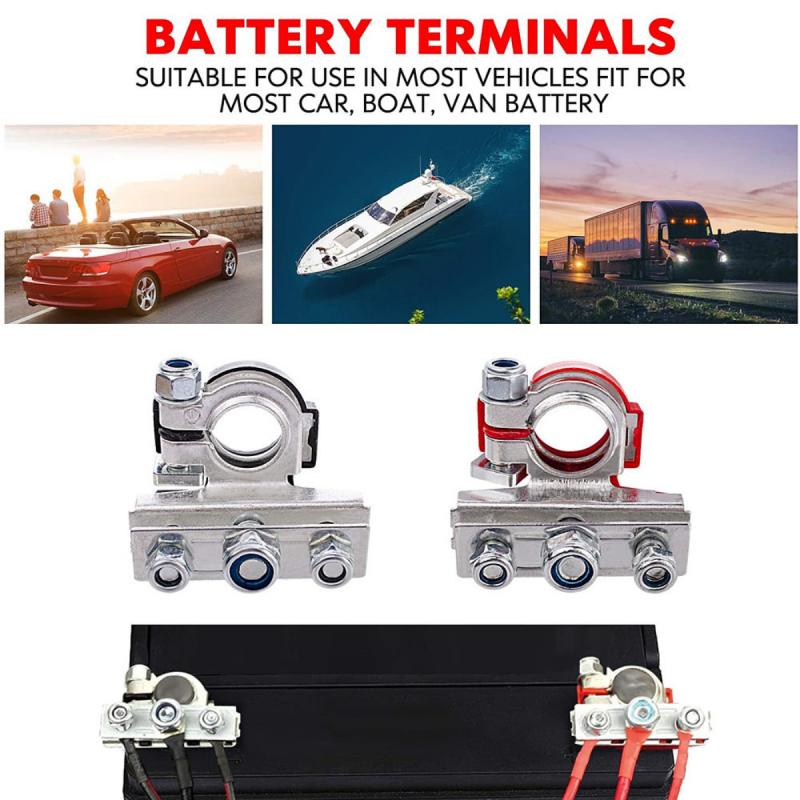 1Pair Automotive Car Top Post Battery Terminals Wire Cable Clamp Terminal Connectors 12V 24V Car accessories Fuse