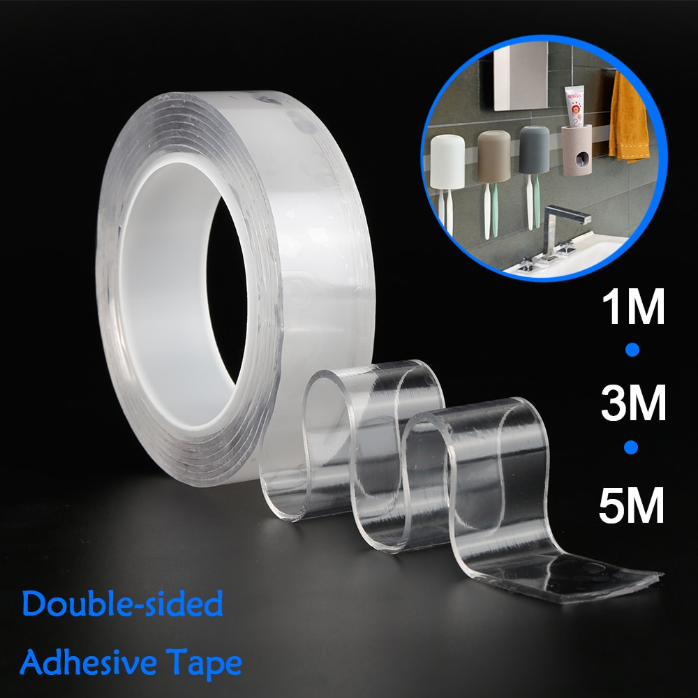 Multifunctional Double-Sided Traceless Washable Adhesive 1/2/3/5M Tape Nano-free magic tape Thick 1MM Reusable duct Reusable