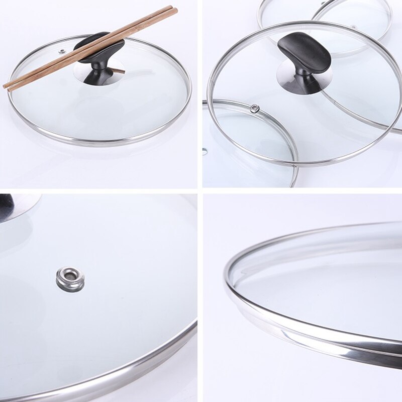14-30cm låg til kogegrej til låg af pandehærdet glas til gryde stegepande wok låg med knap kogegrej låg kogegrej