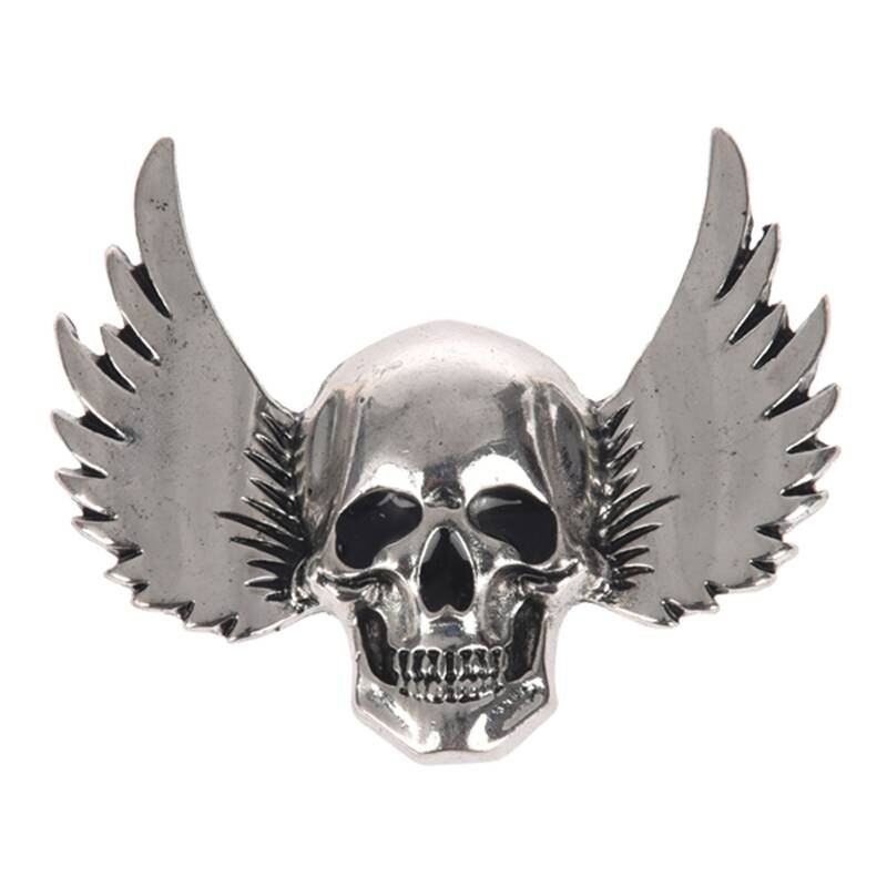 Vintage Brosche Für Männer Halloween Schädel Flügel Broschen Pins Für Frauen Schal: Silver
