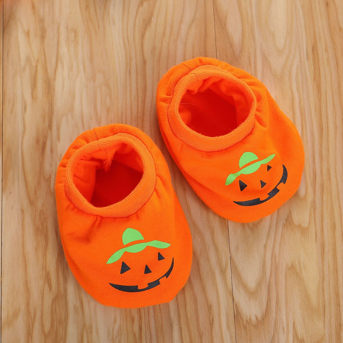 3 Stuks Peuter Halloween Pak Oranje O-hals Lange Mouwen Bodysuits + Pompoen Ghost Slip-On Schoenen + Hoed voor Baby Jongen Meisje 0-18 M