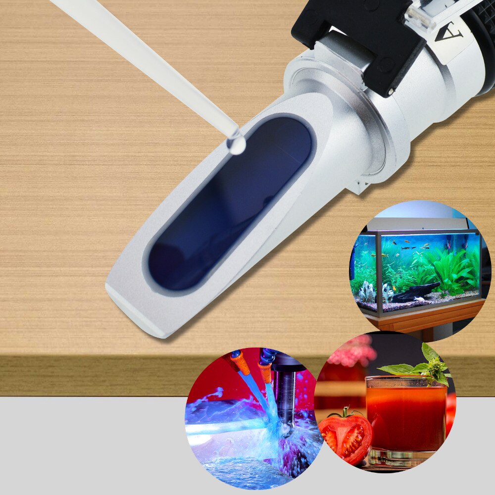 Tri-Scale Refractometer ATC Brix 0-10%/ Salinity 0-100PPT/ Specific Gravity 1.000-1.070 for Saltwater Sea Water Aquarium