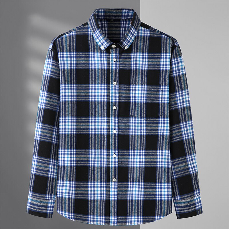 Camisa a cuadros para hombre, camisa masculina de manga larga, estilo clásico, abotonada, color rojo, con estampado clásico, Ropa de talla grande 8XL