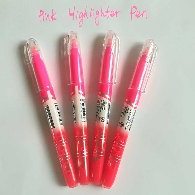 Stationery 4Pcs/set Highlighters Refillable Pastel Highlighter Pen Fluorescence Markers For Journaling School Office Supplies: 4 pcs Pink