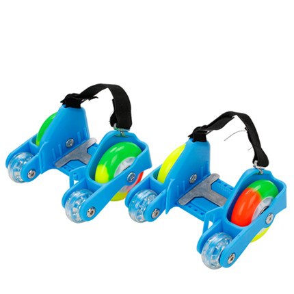 Zapatillas de Patinaje con luces LED intermitentes para niños, deportivas con ruedas de 2/4, polea pequeña de luz intermitente LED de colores para chico con tacón IA81: 4 wheel blue