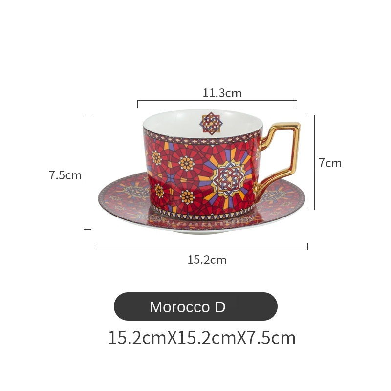 XINCHEN-Juego de taza y platillo de café de lujo, luz marroquí, cerámica pequeña de estilo europeo, té de la tarde para el hogar: style 2