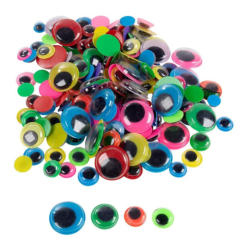 Lot de 100 yeux en peluche à faire soi-même, adhésif mixte, couleur noir et blanc, accessoires pour yeux de poupée, boule, jouet,