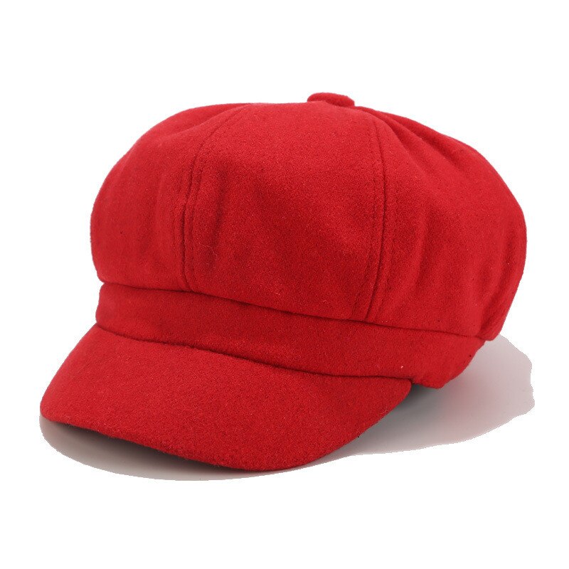 Franse Stijl Man Effen Kleur Toevallige Vintage Vrouwen Hoed Winter Effen Hoed Baret Cap Koreaanse Schilder Newsboy Baretten Adulte Cap: Watermelon Red