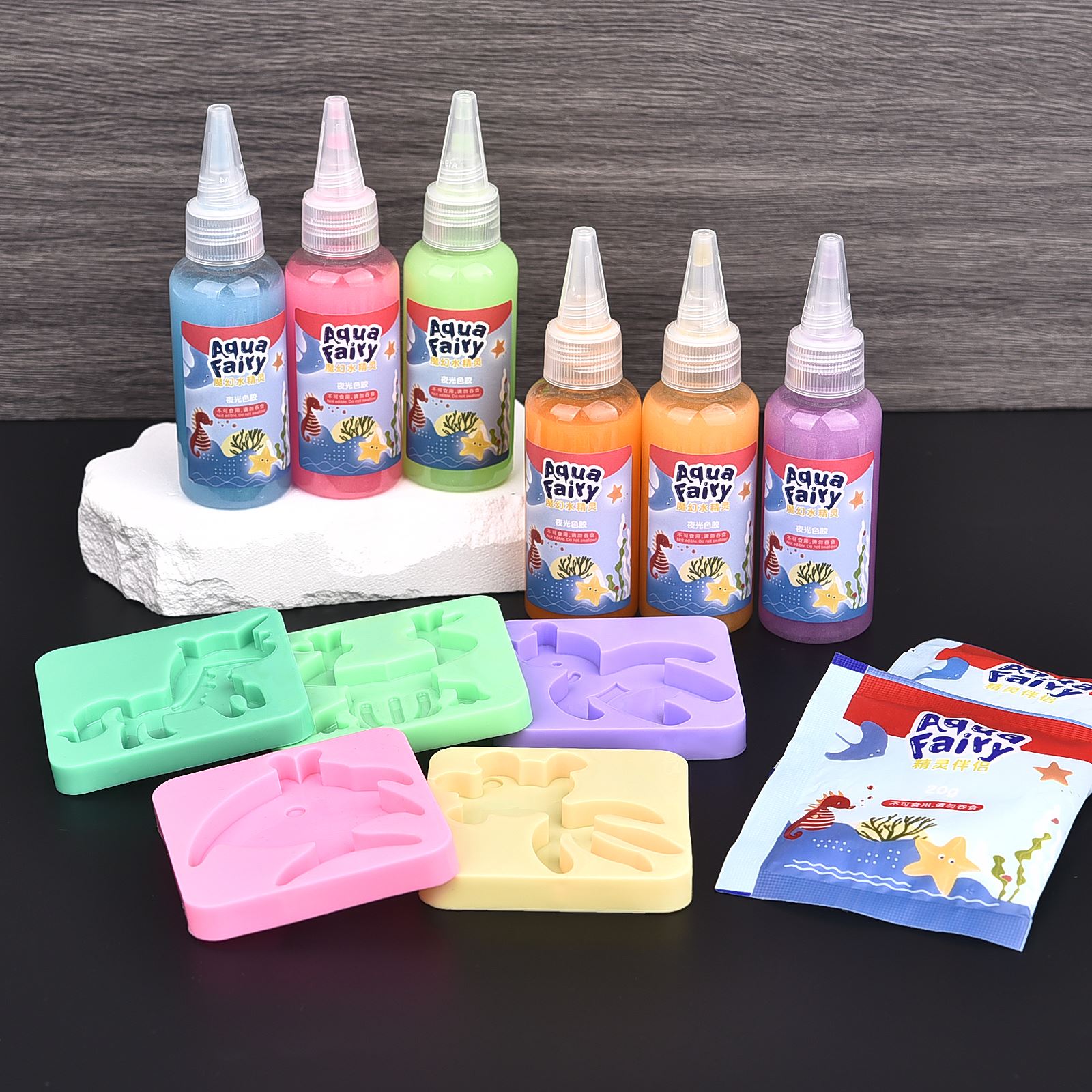 Leuchtende Fee, magische Wasserelfe, leuchtet im Dunkeln, ozeanische Form, Aqua-Fee-Gel-Sets, DIY-Handwerk, Materialien, für Kinder