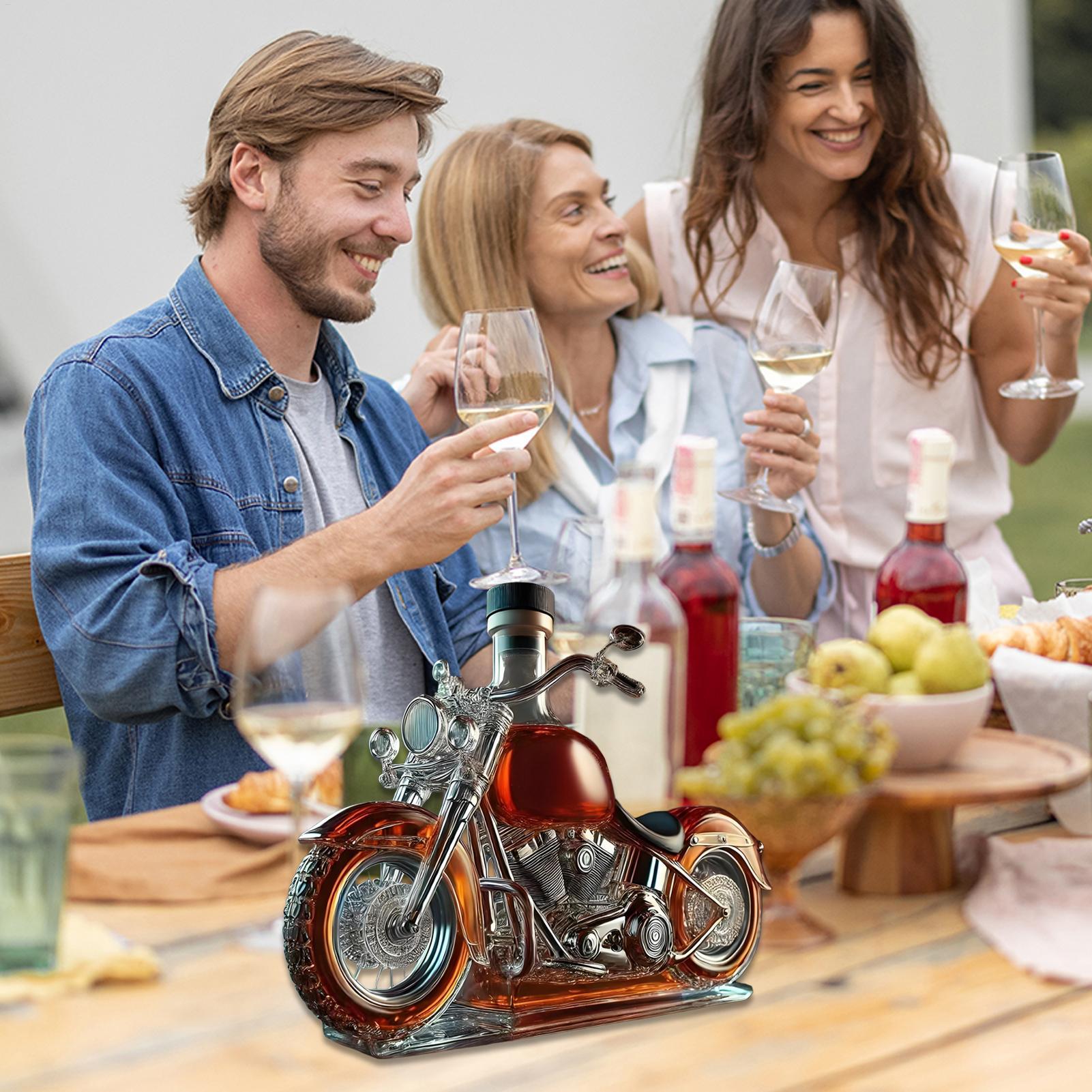Nowy, zabawny karafka w kształcie motocykla, kieliszek robić Whisky, unikalna, śmieszna, kreatywna karafka w stylu klasyczny na wino, idealna robić baru, jadalni, dla miłośników motocykli.