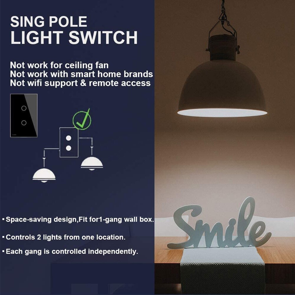 Tuclix 120 Wifi Rf Touch Panel Smart Switch 2 Gang Schakelaar