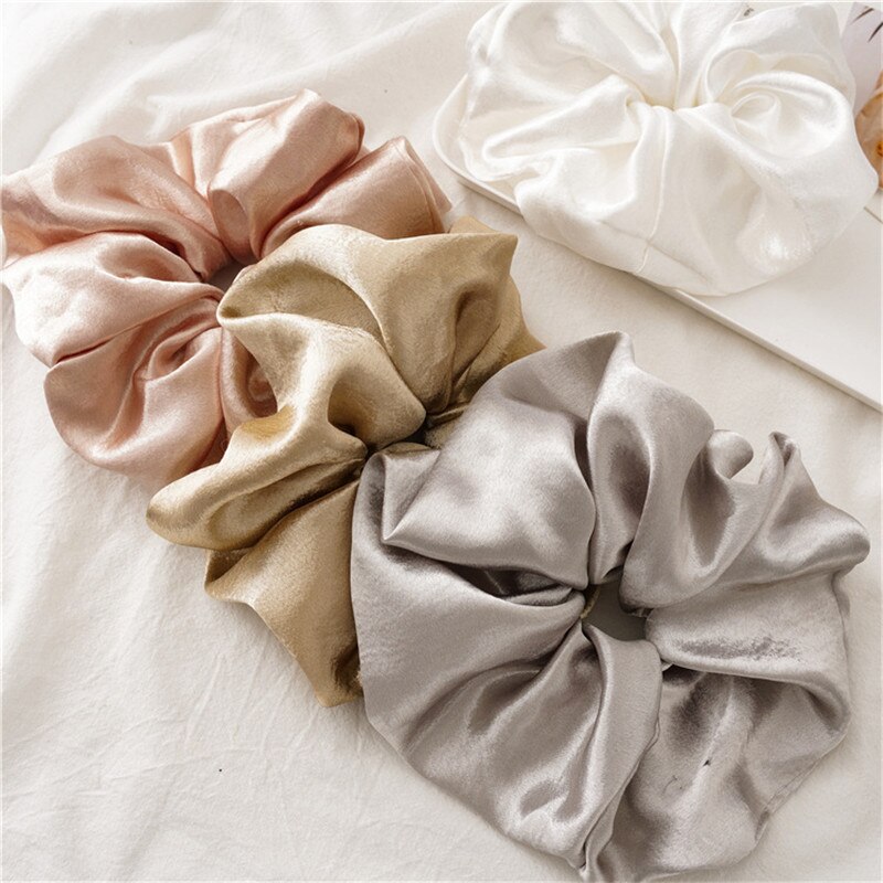 Cintas para el pelo de gran tamaño para mujer, Scrunchies de seda satinada lisa, bandas de goma para el cabello bandas elásticas para pelo, accesorios, coletero