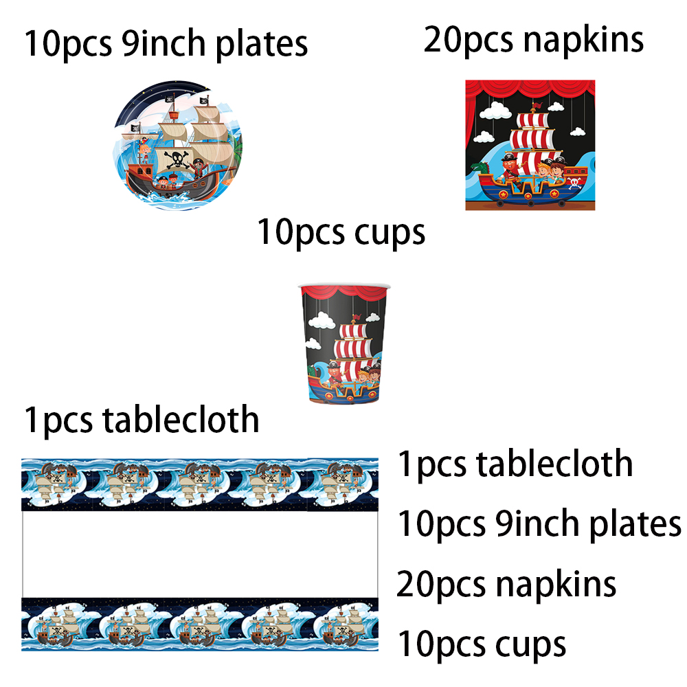 Pirate Ship Sets Birthday Decoration Party Disposable Paper Napkins Cups Plates Tablecloths Party Supplies: MINT GREEN