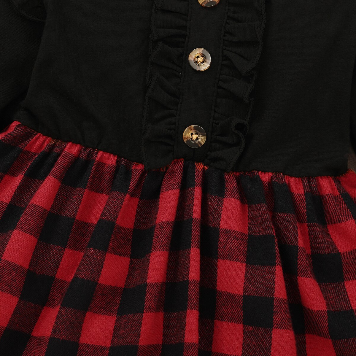 Vestido de manga larga de invierno para bebé y niña, vestido a cuadros verde y rojo con Top negro, trajes de cumpleaños para niña pequeña, 12 meses
