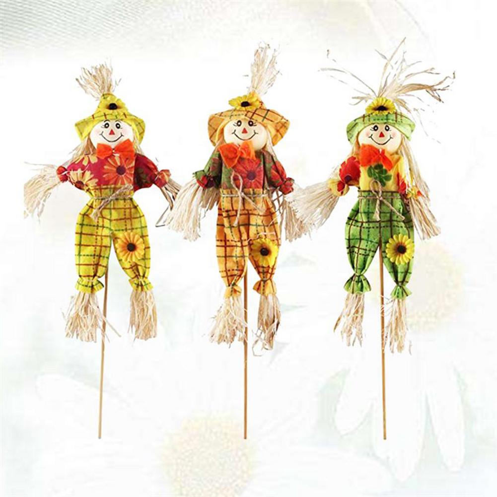 3PCS Small Autumn Fall Harvest Scarecrow Decoration For Garden Home Yard Thanksgiving Halloween Decoration Party Supplies