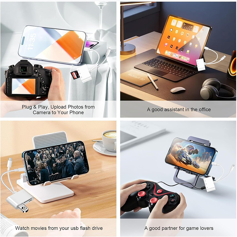 KUTOU 3-in-1 SD-Kartenleser Lightning USB C Typ C auf SD TF Kartenleser-Adapter Speicher für iPhone MacBook Samsung Huawei Xiaomi