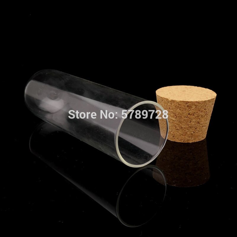 1pcs 45x150mm transparent round bottom glass test tube with cork stopper Flat - mouth thickened glass tube, teaching equipment
