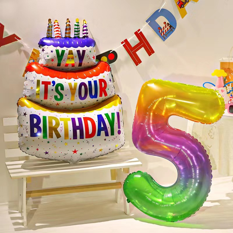 Globos de aluminio con números de Color grande de 40 pulgadas, globos digitales, decoración de de segundo cumpleaños, globo de helio para Baby Shower para niños y adultos