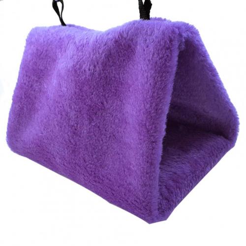 Multiple Colour Bird Parrot Triangle Shape Cage House Hanging Nest Bed Hammock Warm Pet Plush Foldable Hanging Safety Supplies: Purple / L