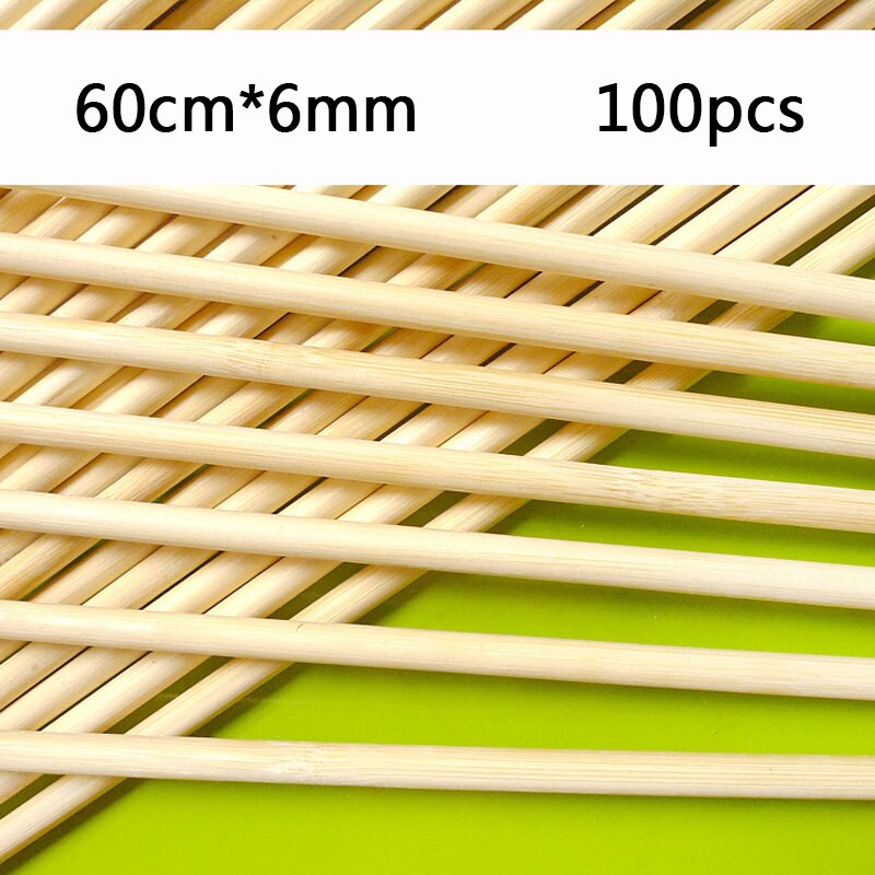 100 stk 60cm x 6mm bambus spyd pinde tornado kartoffel grill spyd grill bbq shish kabob værktøj naturligt træ spiraltilbehør