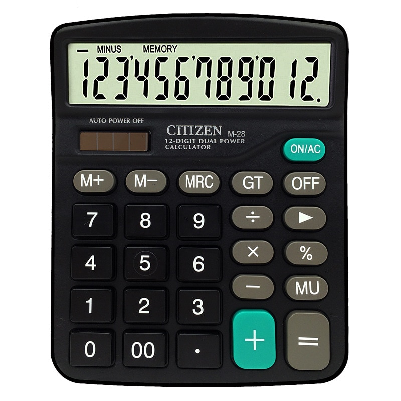 Genuine Desktop Dual Power 12 Digital Display General Purpose Calculator For Daily Office Working, No Battery