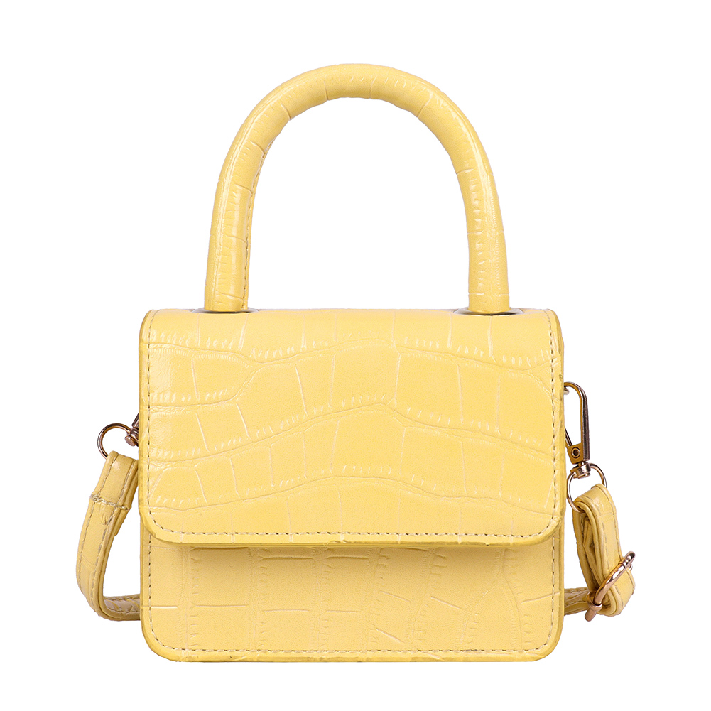 Bolsos de hombro de cuero PU, bolsos de señora con de piedra, bolsos de mano casuales con solapa de Color puro, Bolsos De Mujer a la con solapa de Color puro: Amarillo