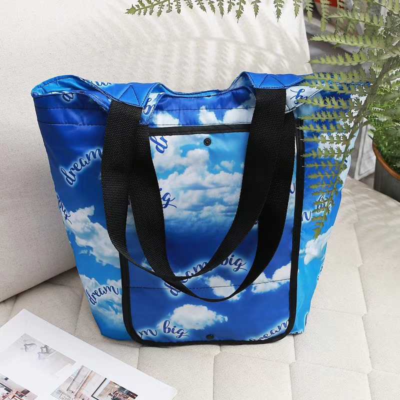 De gran capacidad de nylon con estilo de impresión bolsa nevera portátil almuerzo bolsa el almuerzo bolsa | Hielo térmico supermercado aislado bolso para la compra, bolsa de