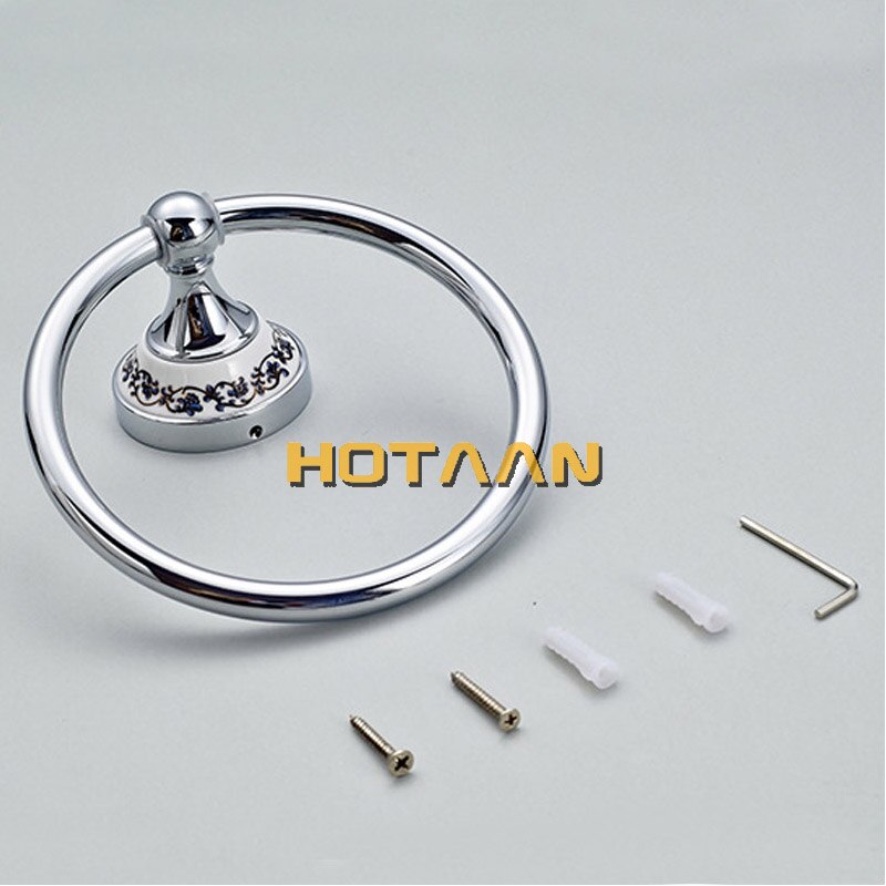 Vintage Stijl Badkamer Handdoek Ring Wall Mount Houder Handdoekenrek Chrome Plaat Roestvrij Staal Badkamer Accessoires Met Keramische