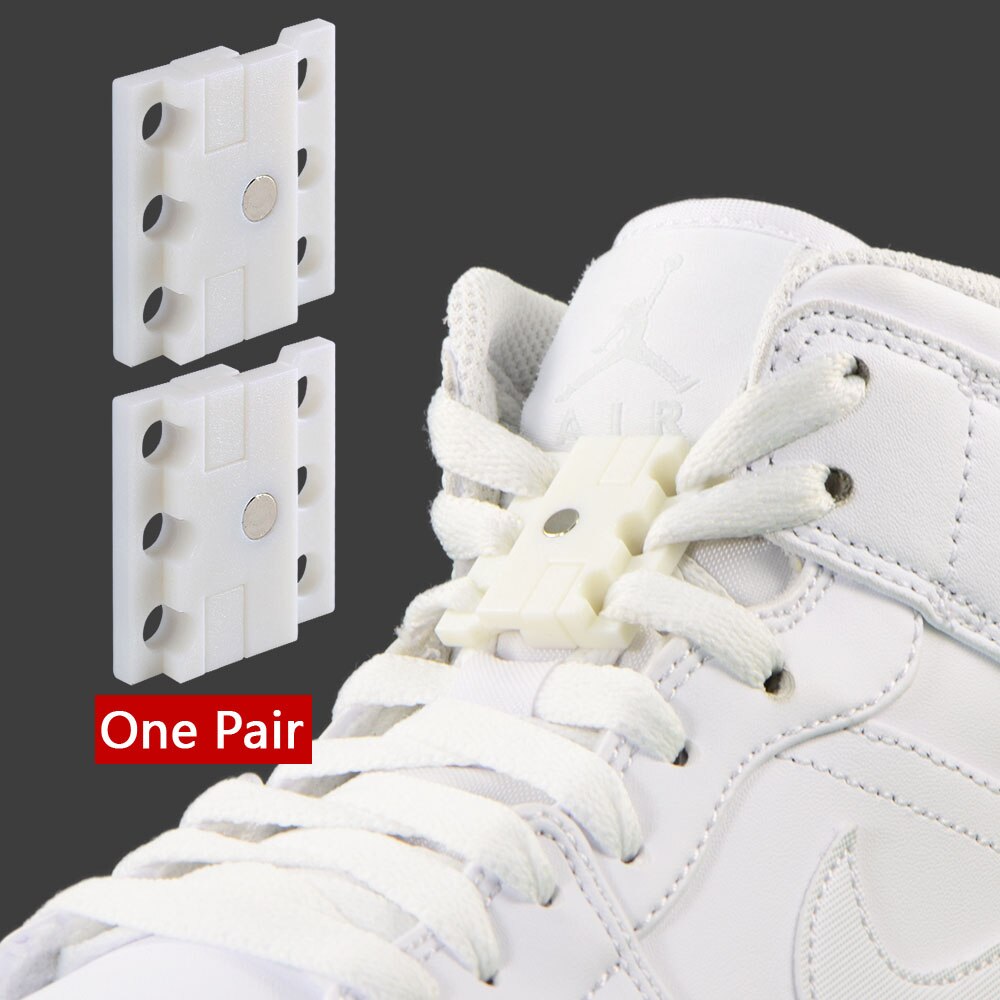 1 paar Magnetic Schnürsenkel Schnalle Verschluss Schnürsenkel Top für Sport Schuhe Stiefel Neue Kreative Faul Schnürsenkel Schließen Schnallen: 02 White