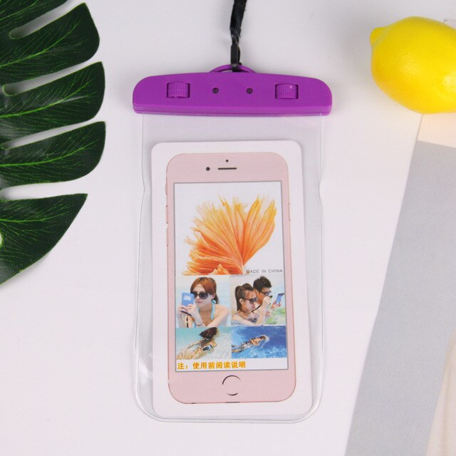 Waterproof Bag Case Universal 6.5 inch Mobile Phone Bag Swim Case Take Photo Under water For iPhone 7 Full Protection Cover Case: TMFSD-purple