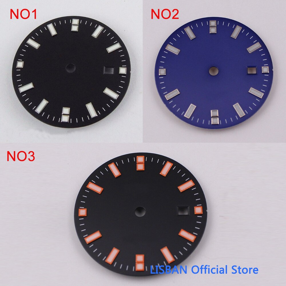 31.5Mm Black Watch Gezicht Heren Horloge Datum Venster Horloge Dial Fit Voor Mingzhu 3804 (Gmt) automatische Beweging