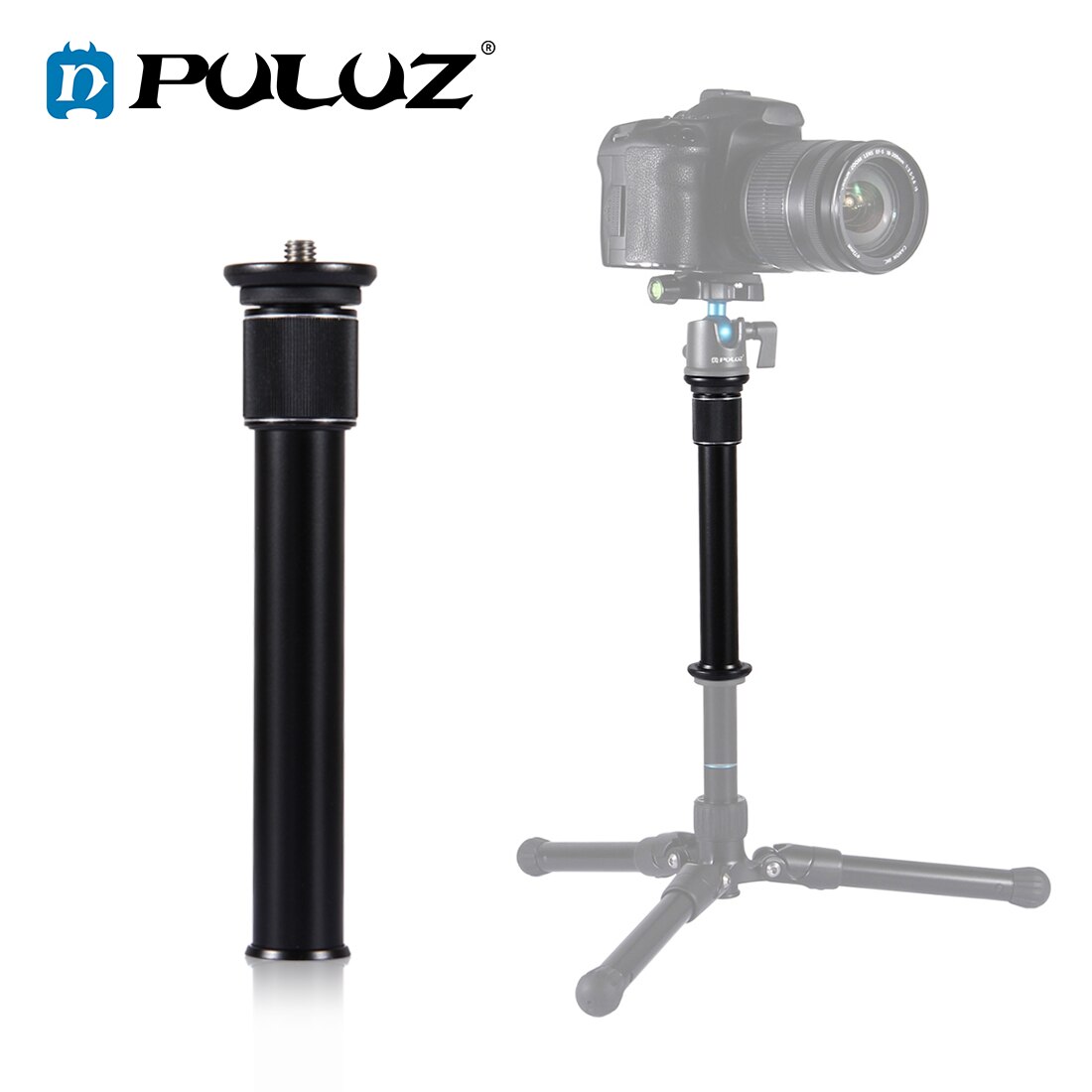 PULUZ asta di prolunga monopiede regolabile per montaggio su treppiede professionale Tripode DSLR 1/4 o 3/8 vite in metallo per fotocamera reflex DSLR