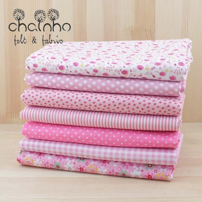 Dunne Katoenen Stof Patchwork Voor Naaien Plakboek Doek Fat Quarters Tissue Voor Quilt Handwerken Patroon 50*50Cm Roze 7Pcs