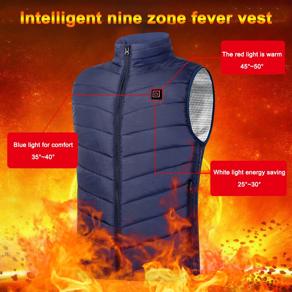 Smart Heated Jacket Men Intelligent USB Charging Electric Waistcoat Zipper Heating Thermal Vest Winter Warm Clothes