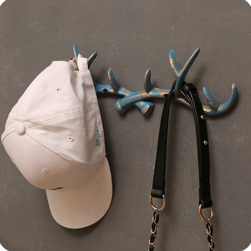 Gietijzeren Vintage Herten Gewei Muur Gemonteerde Kapstokken Home Decoratieve Haak Rack E5BB