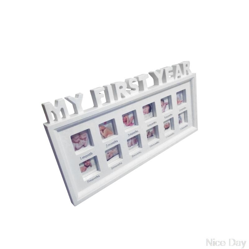 Cuadros creativos DIY de "Mi primer año" para bebé de 0 a 12 meses, marco de fotos de plástico, recuerdos conmemorativos para niños, A07 20: Blanco